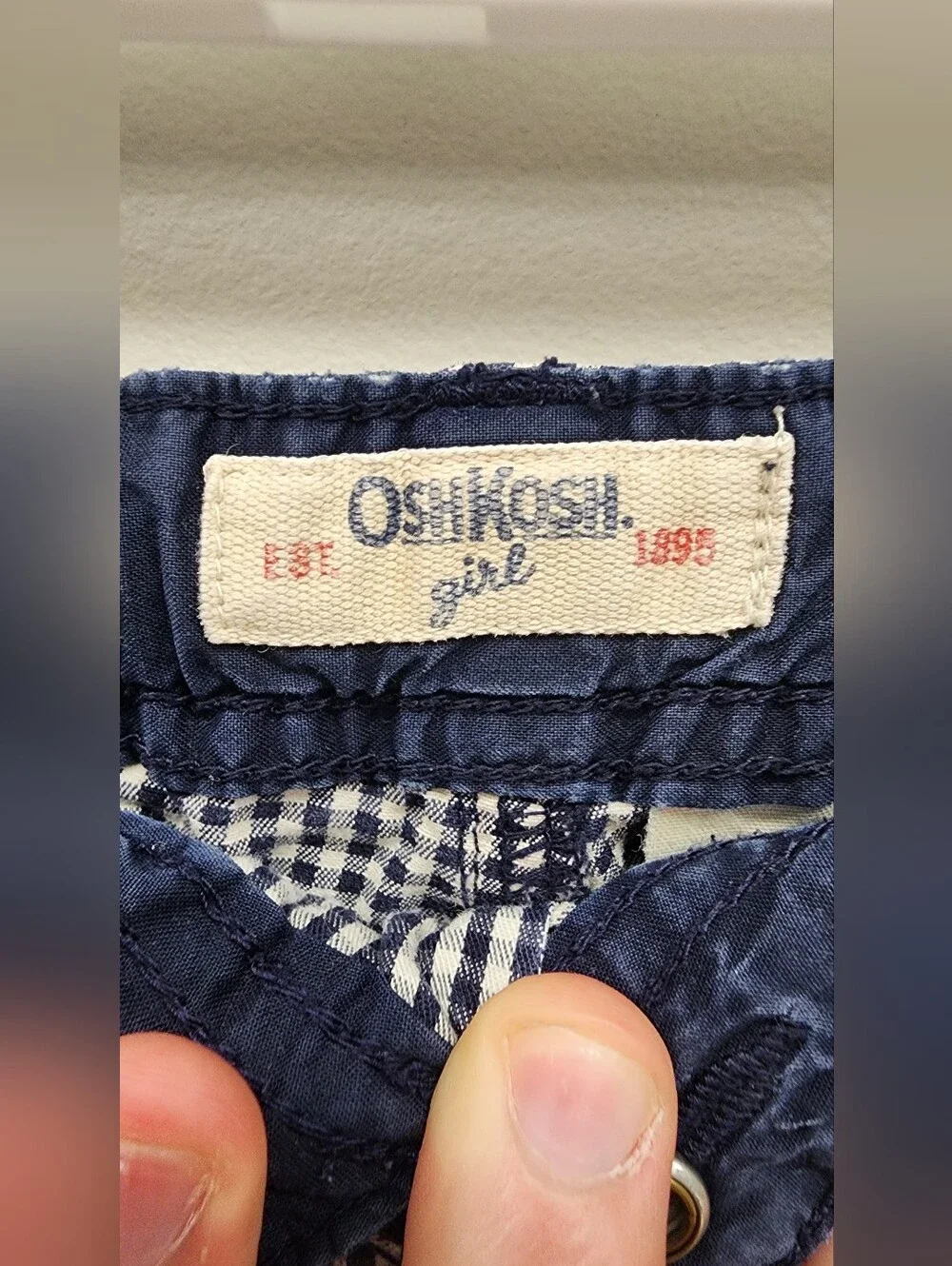 OshKosh B’gosh Girls Navy Gingham Ruffle Shorts Size 6